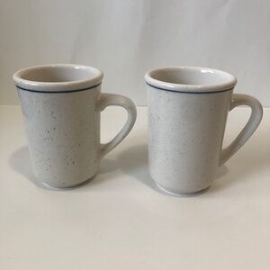 Buffalo China White Mugs Restaurant Ware Blue Rim